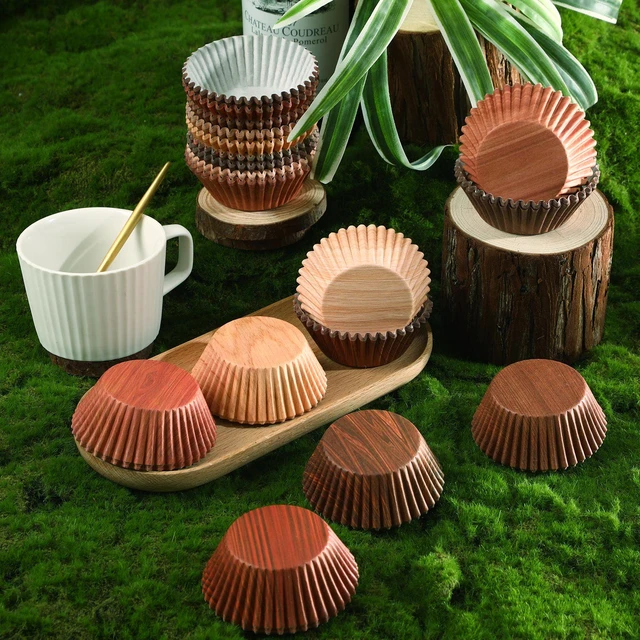 Alt view image 3 of 7 - 450pcs Woodland Cupcake Liners, Woodgrain Baking Cups Cupcake Wrappers Paper Wraps Muffin Liners for Bridal Showers Wedding Birthday Party Decorations Supplies