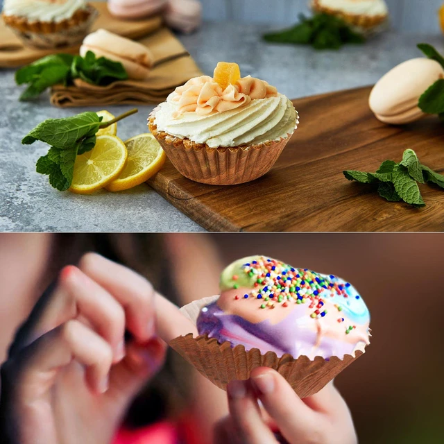Alt view image 5 of 7 - 450pcs Woodland Cupcake Liners, Woodgrain Baking Cups Cupcake Wrappers Paper Wraps Muffin Liners for Bridal Showers Wedding Birthday Party Decorations Supplies