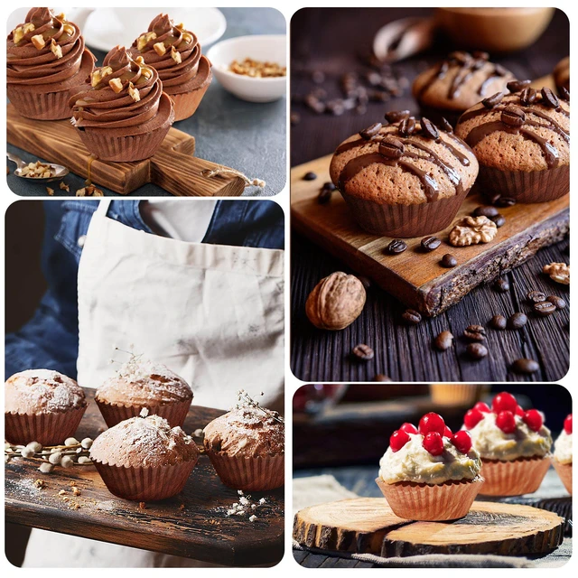 Alt view image 7 of 7 - 450pcs Woodland Cupcake Liners, Woodgrain Baking Cups Cupcake Wrappers Paper Wraps Muffin Liners for Bridal Showers Wedding Birthday Party Decorations Supplies
