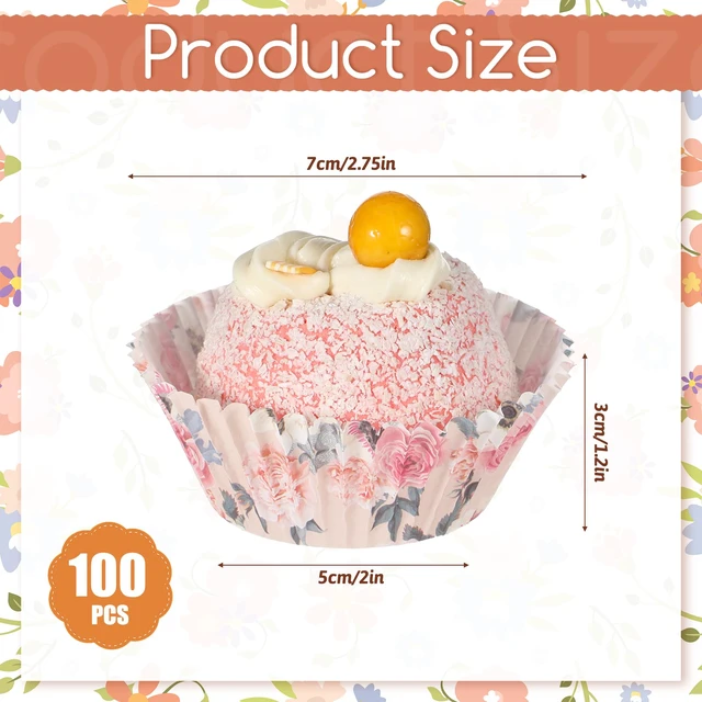 Alt view image 7 of 7 - 100 Count Cup Cake Liners Paper, Floral Cupcake Liners for Baking | Food Grade Paper Baking Cups Colorful Disposable Cupcake Wrappers for Birthday Wedding Tea Party Cake Decor, 4 Patterns
