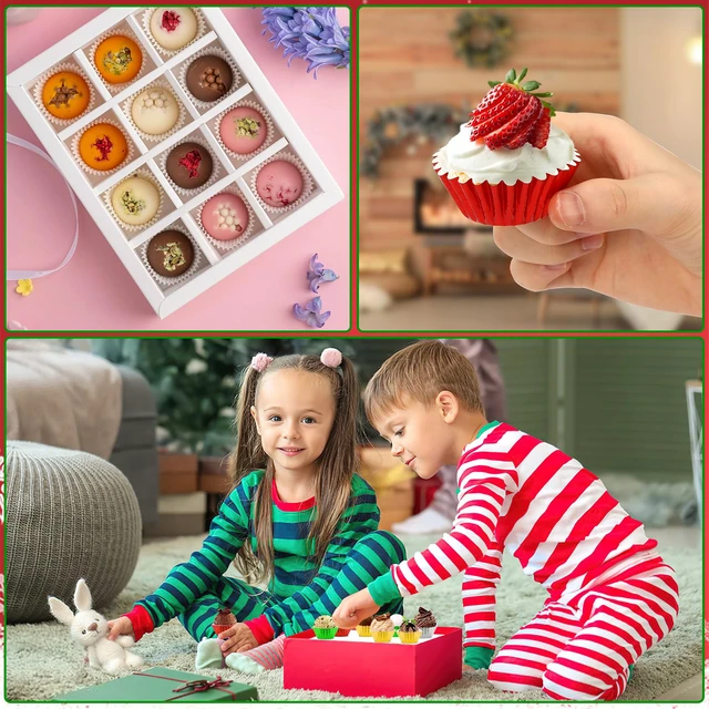 Alt view image 7 of 7 - 400pcs Christmas Mini Foil Cupcake Liners Golden Red Green Silver | Cupcake Baking Cups, Metallic Mini Muffin Cupcake Wrappers, for Xmas Holiday Party, Cake Candy Chocolate Decorations Supplies