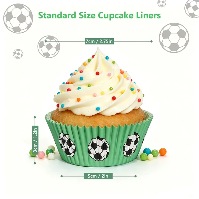 Alt view image 2 of 5 - 300PCS Soccer Standard Cupcake Liners Sport Themed Paper Baking Cups Muffin Liners Cupcake Wrappers for Soccer Ball Game Day Baby Shower Wedding Birthday Party Cake Decorations