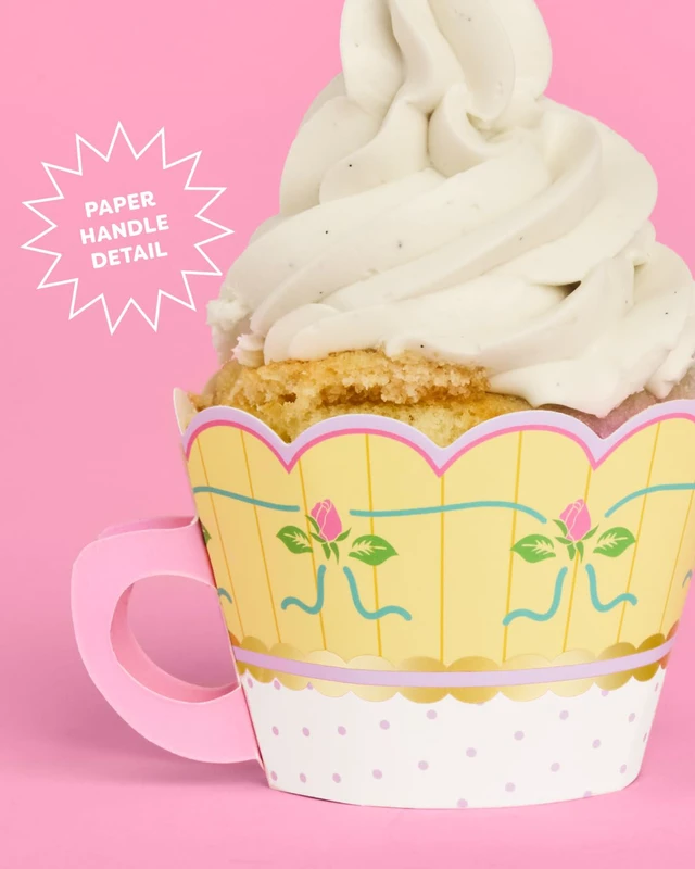 Alt view image 4 of 7 - 24pc Tea Cupcake Wrappers Set | Kids Party Garden Birthday Decor | Decorations, Easter, Spring Floral, Vintage Pastel, Bridal Shower, Gold Foil, Cupcake Holders