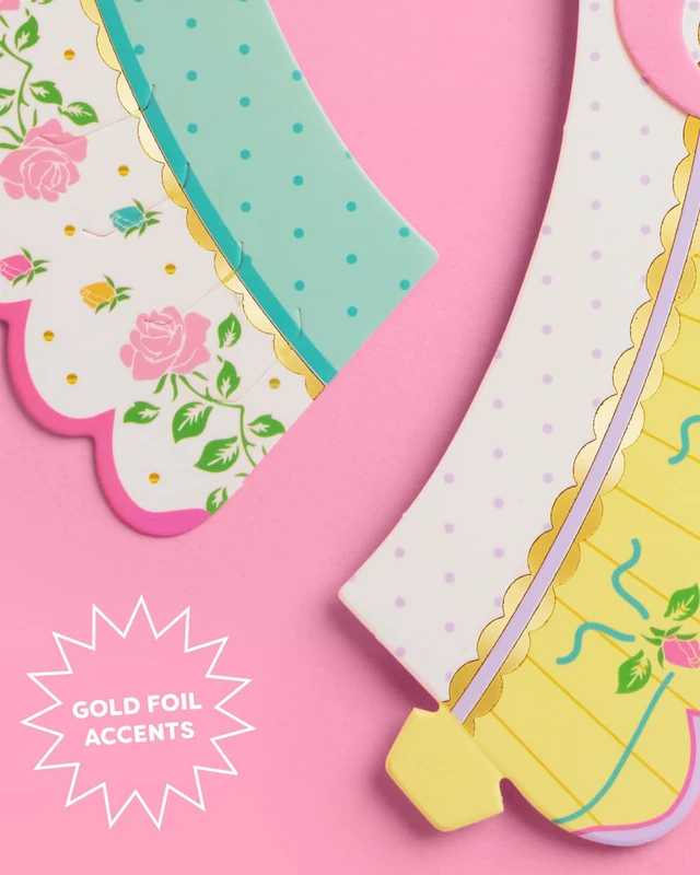 Alt view image 6 of 7 - 24pc Tea Cupcake Wrappers Set | Kids Party Garden Birthday Decor | Decorations, Easter, Spring Floral, Vintage Pastel, Bridal Shower, Gold Foil, Cupcake Holders