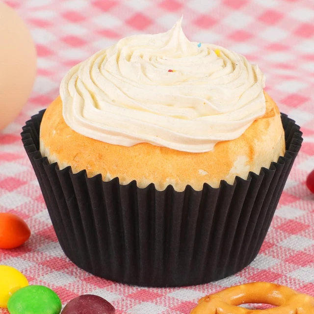 Alt view image 4 of 7 - Standard Black Cupcake Liners for Baking Paper Muffin Liners 200pcs | Premium Quality Greaseproof Paper, No Greasing Needed & Non-Stick, Heat-Resistant, Black Cupcake Wrappers for Party Baking