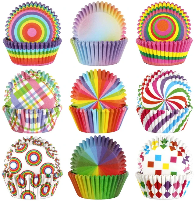 Main image of 450pcs Rainbow Cupcake Liners, Colorful Baking Cups Cupcake Wrappers | Paper Wraps, Muffin Liners, for Birthday Pride Party Candy Cake Decorations Supplies(9 Designs)
