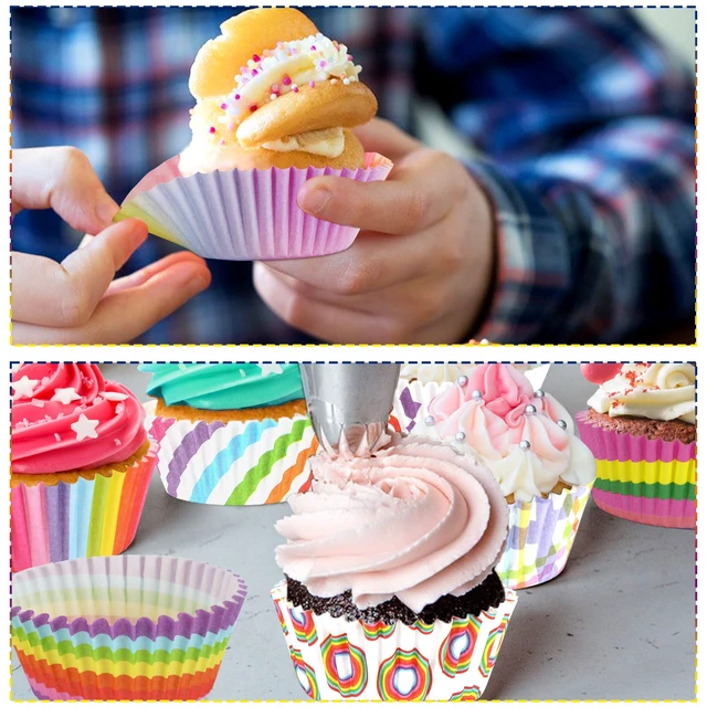 Alt view image 4 of 7 - 450pcs Rainbow Cupcake Liners, Colorful Baking Cups Cupcake Wrappers | Paper Wraps, Muffin Liners, for Birthday Pride Party Candy Cake Decorations Supplies(9 Designs)