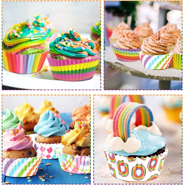 Alt view image 5 of 7 - 450pcs Rainbow Cupcake Liners, Colorful Baking Cups Cupcake Wrappers | Paper Wraps, Muffin Liners, for Birthday Pride Party Candy Cake Decorations Supplies(9 Designs)