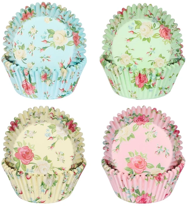 Main image of Standard Cupcake Liners 100 Pack, Colorful Paper Baking Cups Food Grade Disposable Cupcake Wrappers Floral Muffin Liners for Birthday Tea Themed Party Decor (Floral-3)