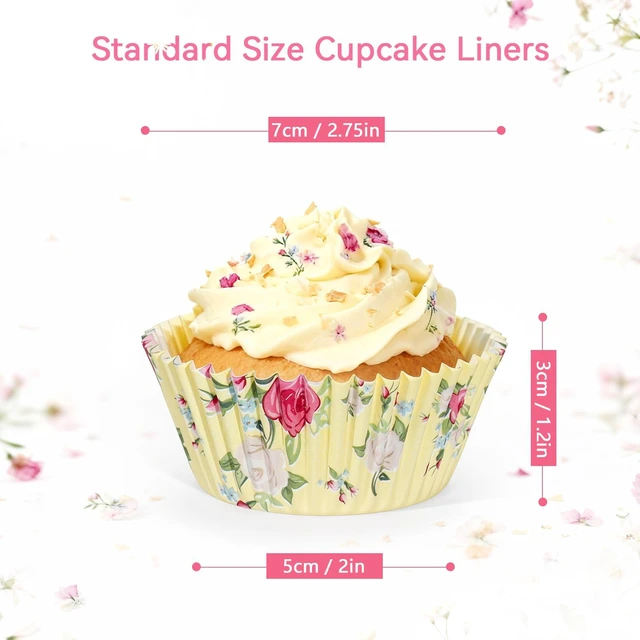 Alt view image 2 of 5 - Standard Cupcake Liners 100 Pack, Colorful Paper Baking Cups Food Grade Disposable Cupcake Wrappers Floral Muffin Liners for Birthday Tea Themed Party Decor (Floral-3)