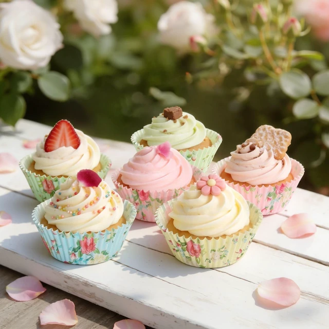 Alt view image 4 of 5 - Standard Cupcake Liners 100 Pack, Colorful Paper Baking Cups Food Grade Disposable Cupcake Wrappers Floral Muffin Liners for Birthday Tea Themed Party Decor (Floral-3)