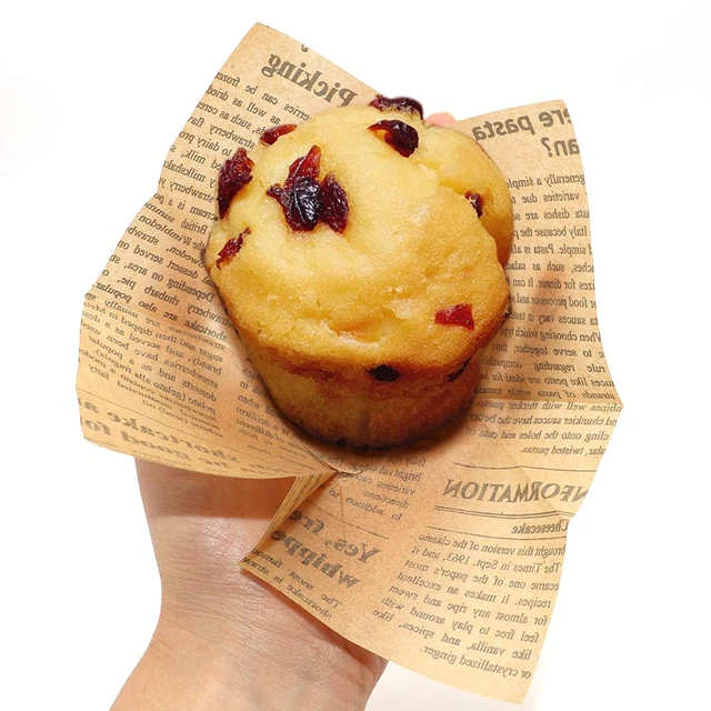 Alt view image 6 of 7 - 150pcs Tulip Cupcake Liners Baking Cups Muffin Liner | Grease-Proof Paper Cupcake Wrappers for Wedding, Birthday Party, Standard Size (Natural Newspaper Printed)