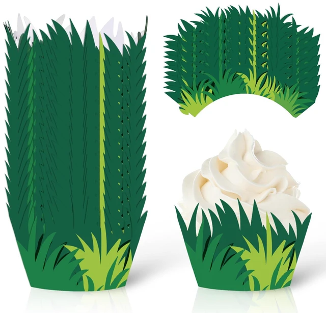 Main image of 36 Pcs Green Grass Cupcake Wrappers Grass Cupcake Liners Decorative Cupcakes Holders for Party Cake Dessert Decoration