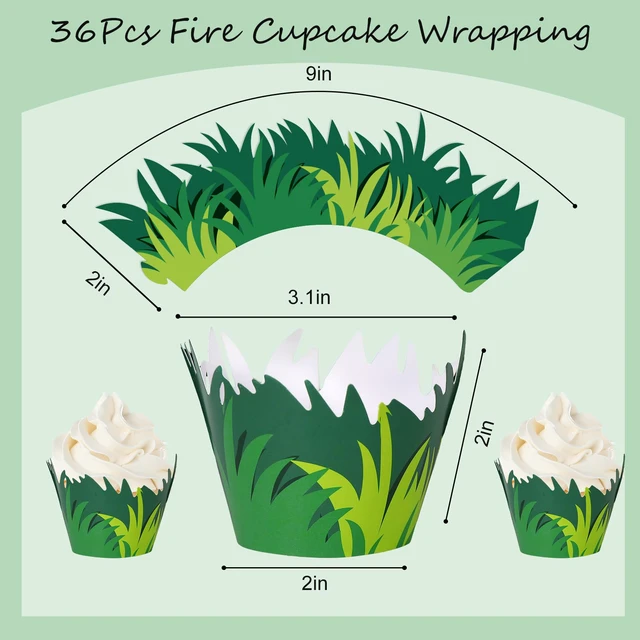 Alt view image 2 of 7 - 36 Pcs Green Grass Cupcake Wrappers Grass Cupcake Liners Decorative Cupcakes Holders for Party Cake Dessert Decoration