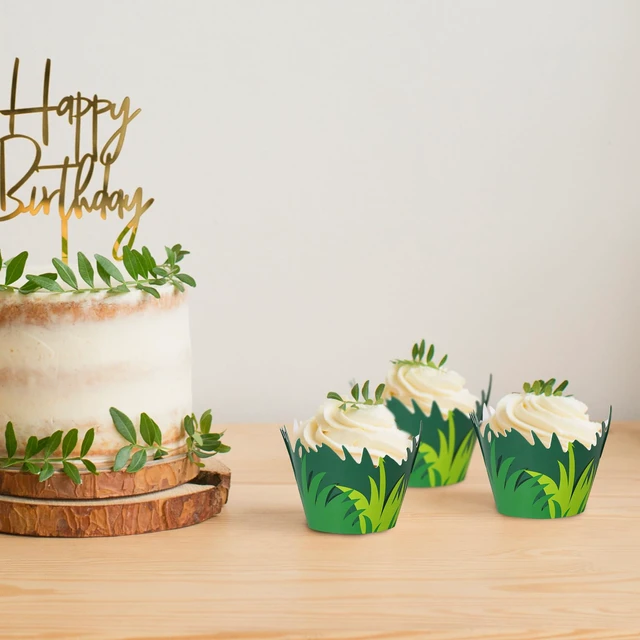 Alt view image 4 of 7 - 36 Pcs Green Grass Cupcake Wrappers Grass Cupcake Liners Decorative Cupcakes Holders for Party Cake Dessert Decoration