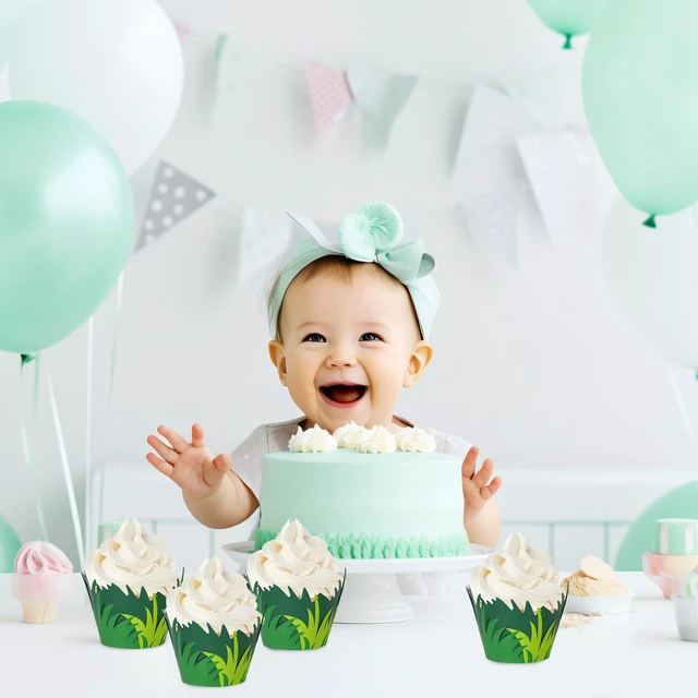 Alt view image 5 of 7 - 36 Pcs Green Grass Cupcake Wrappers Grass Cupcake Liners Decorative Cupcakes Holders for Party Cake Dessert Decoration