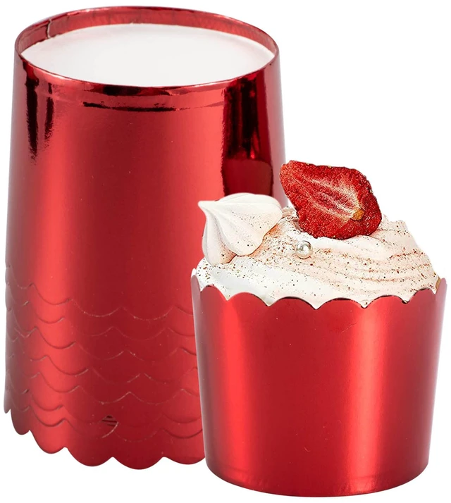 Main image of Paper Baking Cups, 50pcs Cupcake Liners Red Muffin Liners Greaseproof Disposable Bulk Cupcake Wrapper, 6 oz Standard Jumbo Muffin Cups for Halloween Christmas Parties