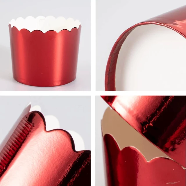 Alt view image 2 of 7 - Paper Baking Cups, 50pcs Cupcake Liners Red Muffin Liners Greaseproof Disposable Bulk Cupcake Wrapper, 6 oz Standard Jumbo Muffin Cups for Halloween Christmas Parties