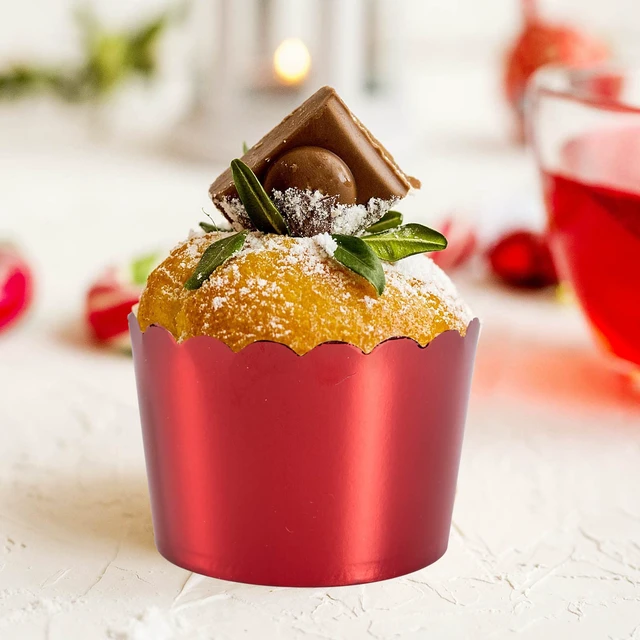 Alt view image 6 of 7 - Paper Baking Cups, 50pcs Cupcake Liners Red Muffin Liners Greaseproof Disposable Bulk Cupcake Wrapper, 6 oz Standard Jumbo Muffin Cups for Halloween Christmas Parties