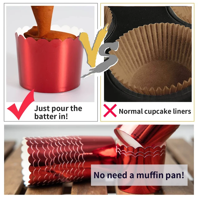 Alt view image 4 of 7 - Paper Baking Cups, 50pcs Cupcake Liners Red Muffin Liners Greaseproof Disposable Bulk Cupcake Wrapper, 6 oz Standard Jumbo Muffin Cups for Halloween Christmas Parties