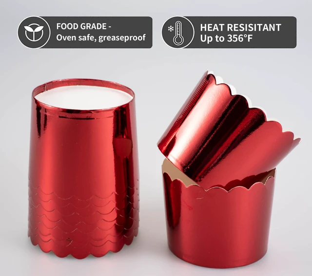 Alt view image 5 of 7 - Paper Baking Cups, 50pcs Cupcake Liners Red Muffin Liners Greaseproof Disposable Bulk Cupcake Wrapper, 6 oz Standard Jumbo Muffin Cups for Halloween Christmas Parties