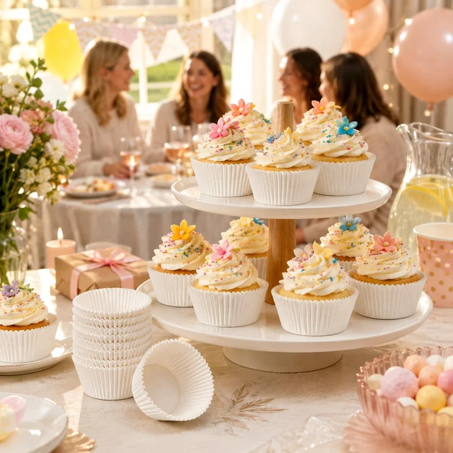 Alt view image 7 of 7 - Mini Cupcake Liners,500 pcs White Mini Muffin Liners for Baking | Mini Cupcake Liners,Mini Muffin Liners,No Smell,Small Cupcake Wrappers,Food-Grade,Greaseproof,Cupcake liners for Party