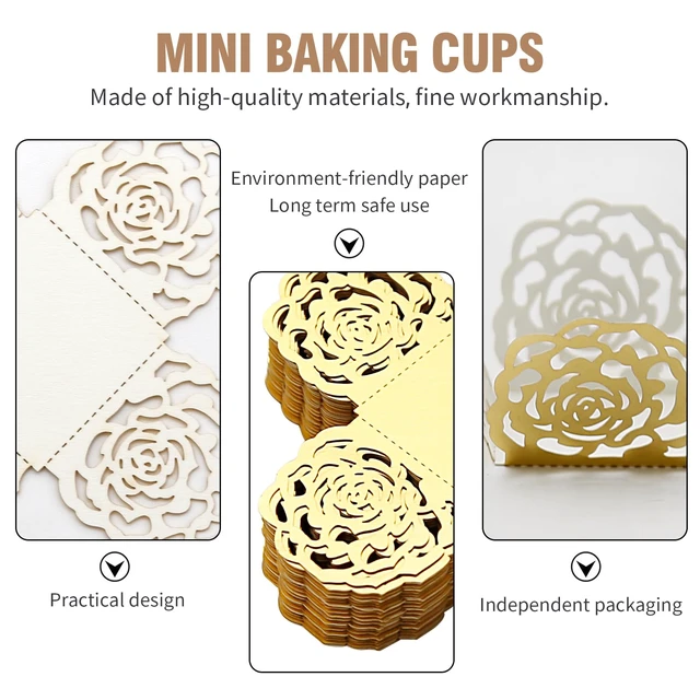 Alt view image 3 of 7 - 50pcs Gold Truffle Wrappers Flared Paper Baking Cups for Chocolates Candy, Versatile Liners for Muffins Cupcakes, Ideal for Birthday Wedding Party Decor, Greaseproof & Easy to Use