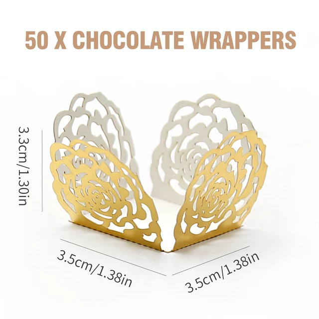 Alt view image 5 of 7 - 50pcs Gold Truffle Wrappers Flared Paper Baking Cups for Chocolates Candy, Versatile Liners for Muffins Cupcakes, Ideal for Birthday Wedding Party Decor, Greaseproof & Easy to Use