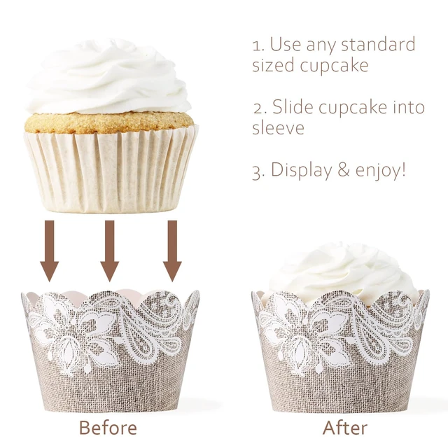 Alt view image 3 of 7 - Birch & Burlap Cupcake Wrappers, 48 Count - Weddings