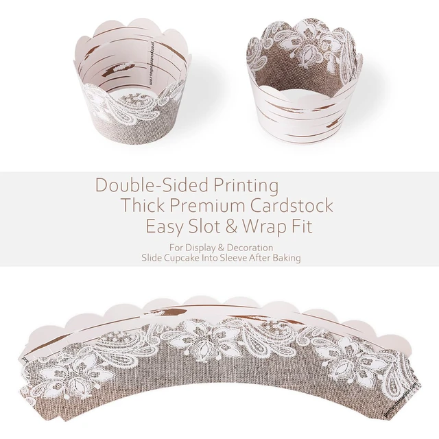 Alt view image 4 of 7 - Birch & Burlap Cupcake Wrappers, 48 Count - Weddings