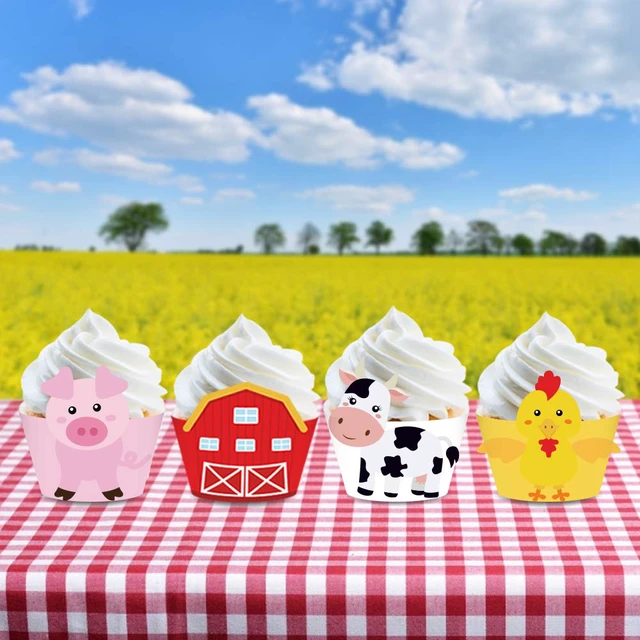 Alt view image 2 of 7 - 24Pcs Farm Animal Cupcake Wrappers for Shower,Birthday Party Supplies, Wedding Party Decorations