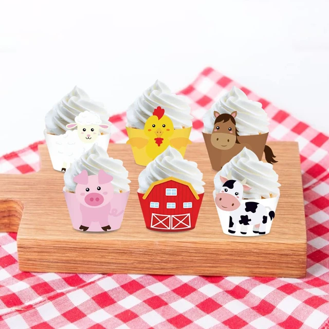 Alt view image 3 of 7 - 24Pcs Farm Animal Cupcake Wrappers for Shower,Birthday Party Supplies, Wedding Party Decorations