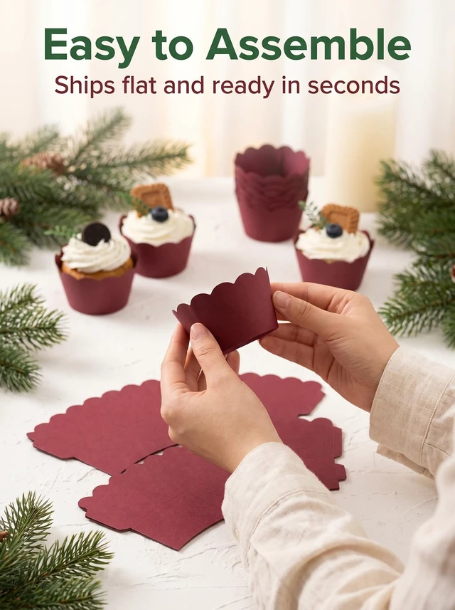 Alt view image 7 of 7 - Burgundy Cupcake Liner for Wine Red Engagement Bridal-Shower Anniversary Birthday Graduation Wedding Table Decorations Pack of 60