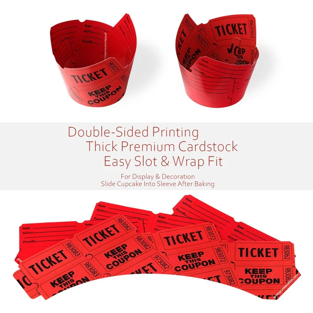 Alt view image 4 of 7 - Raffle Ticket Cupcake Wrappers 36 Count Carnival Theme