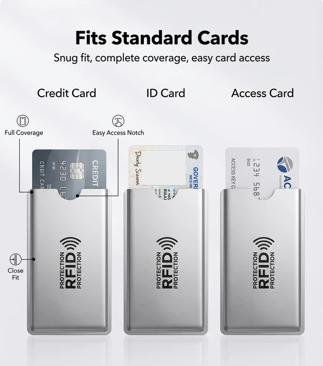 Alt view image 5 of 7 - RFID Blocking Sleeves (8 Pack) | Secure Credit Card Protector & ID Shield | Waterproof, 4 Colors