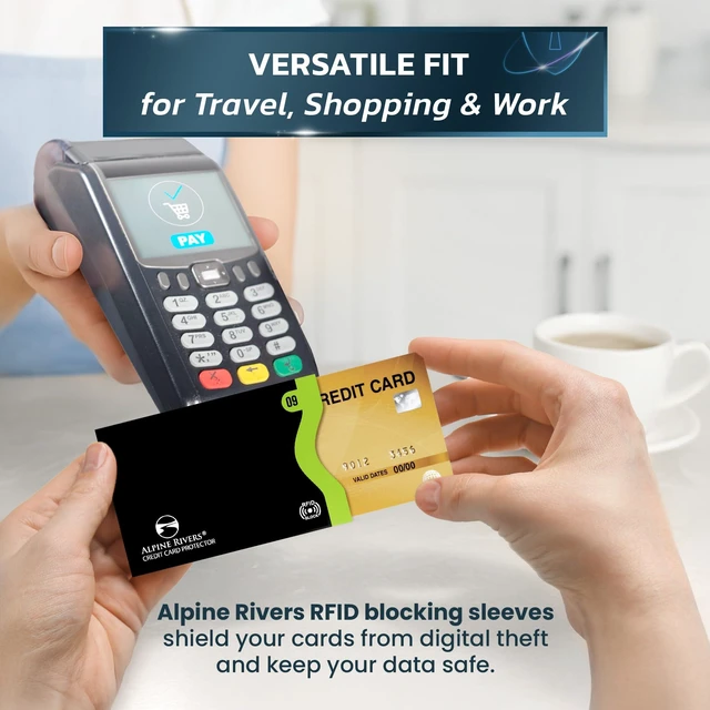 Alt view image 2 of 6 - RFID Blocking Sleeves, Credit Card Protector, Passport Sleeve | 18-piece: 14 color-coded numbered sleeves, fits debit, ID cards; 7 top, 7 side; 4 passport; 13.56 MHz NFC blocker