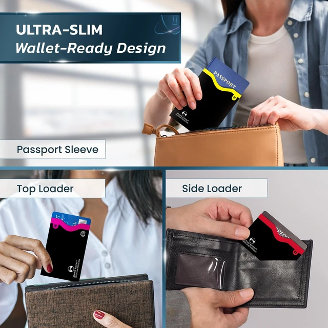 Alt view image 5 of 6 - RFID Blocking Sleeves, Credit Card Protector, Passport Sleeve | 18-piece: 14 color-coded numbered sleeves, fits debit, ID cards; 7 top, 7 side; 4 passport; 13.56 MHz NFC blocker
