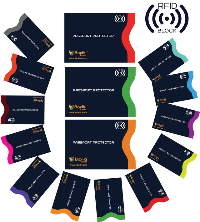 Alt view image 3 of 6 - RFID Blocking Sleeves, Set with Color Coding, Navy Blue, Unisex Wallet, Protects Credit Cards and Passports