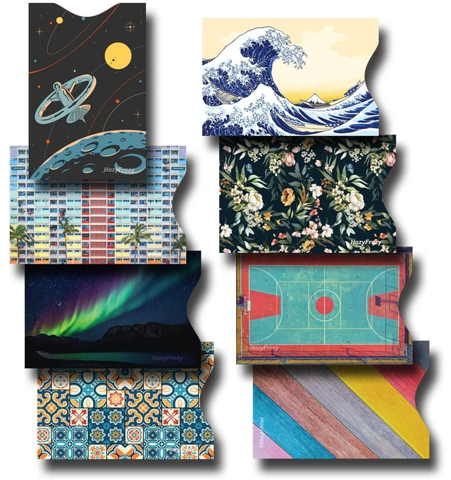 Main image of 8 RFID Blocking Sleeves, Anti-Theft Credit Card Holder, Credit Card Protector, Easy to Recognize, Different Designs and Arts, Sturdy and Perfect size for cards