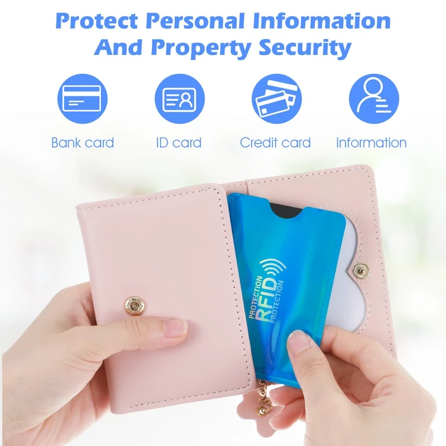 Alt view image 5 of 7 - RFID Blocking Sleeves Set, Aluminum Foil Slim Design (12) | Waterproof Identity Theft Protection Secure Sleeves Set, Credit Card Protector RFID Blocking Sleeve, 6 Color