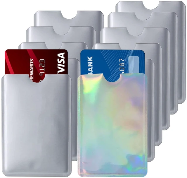 Main image of RFID Blocking Sleeves - 10 Regular + 1 Laser Color, Secure Credit & ID Card Holder, Identity Theft Protection