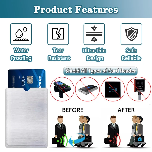 Alt view image 4 of 6 - RFID Blocking Sleeves - 10 Regular + 1 Laser Color, Secure Credit & ID Card Holder, Identity Theft Protection