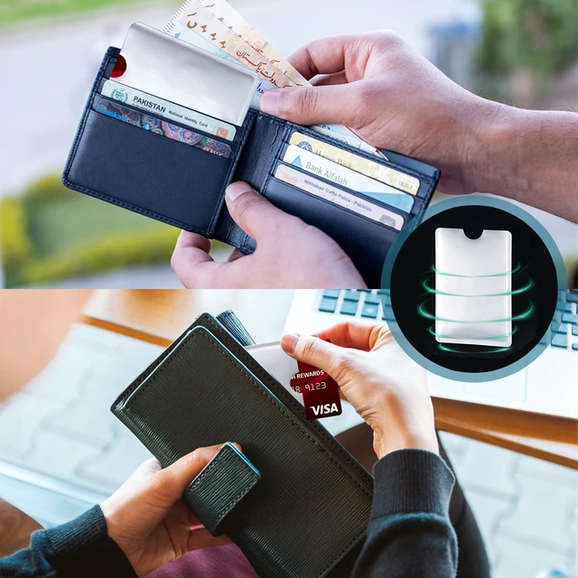 Alt view image 6 of 6 - RFID Blocking Sleeves - 10 Regular + 1 Laser Color, Secure Credit & ID Card Holder, Identity Theft Protection