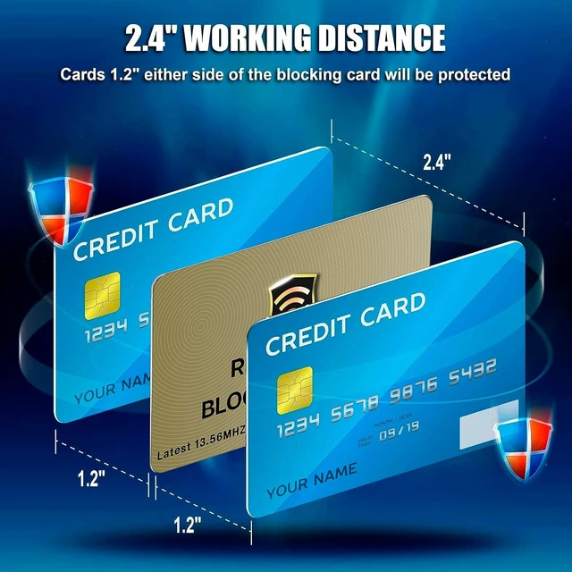 Alt view image 4 of 7 - 5 Pack RFID Blocking Card for Credit Debit ID Card, Golden | Slim Anti-Theft Contactless NFC RFID Blocker Protector, Easily Fit into Wallet and Purse, for Men & Women