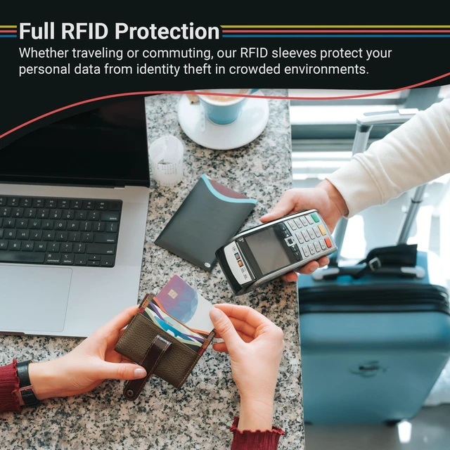 Alt view image 4 of 7 - Blocking Sleeves for Credit Cards & Passport (4 Long Side Card & 2 Passport Sleeves) RFID Card Holder and Protector Sleeve for Credit, Passport Identity Theft Protection Travel Wallet Slim