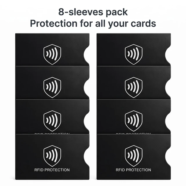 Alt view image 4 of 7 - RFID Blocking Sleeves, 8 Pack, Slim Credit Card Holder Protector | NFC Blocker for Cards & ID, Water & Tear Resistant, Fits Wallet, Travel Security & Identity Theft Prevention