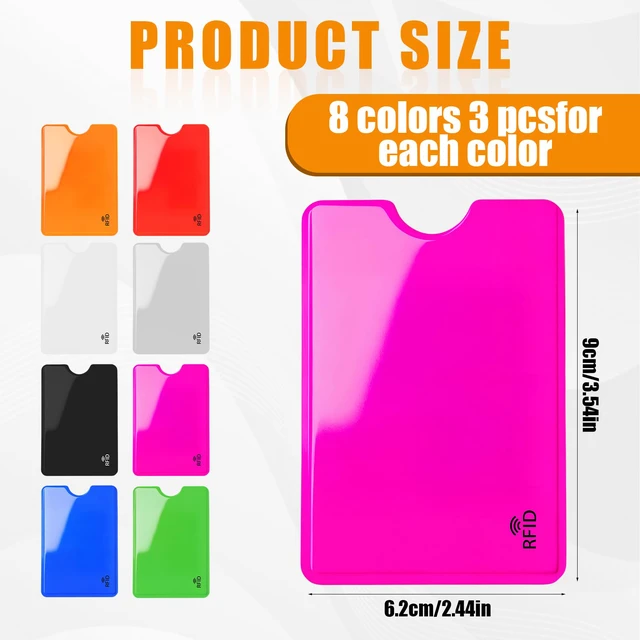 Alt view image 2 of 6 - 24-Pack Travel RFID Blocking Sleeves, Secure Cred Card Protecor Holders | 2.48'' x 3.58'' Multicolor Identity Theft Protection, Waterproof aluminum Foil Slim Design easily into your Wallet