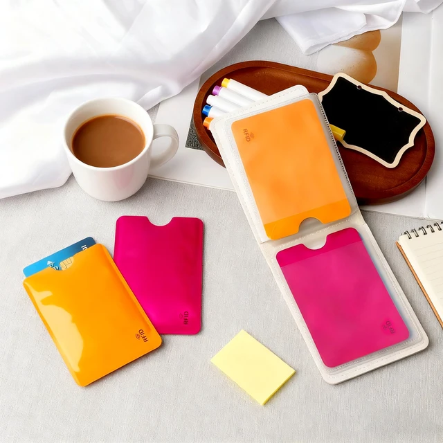 Alt view image 5 of 6 - 24-Pack Travel RFID Blocking Sleeves, Secure Cred Card Protecor Holders | 2.48'' x 3.58'' Multicolor Identity Theft Protection, Waterproof aluminum Foil Slim Design easily into your Wallet