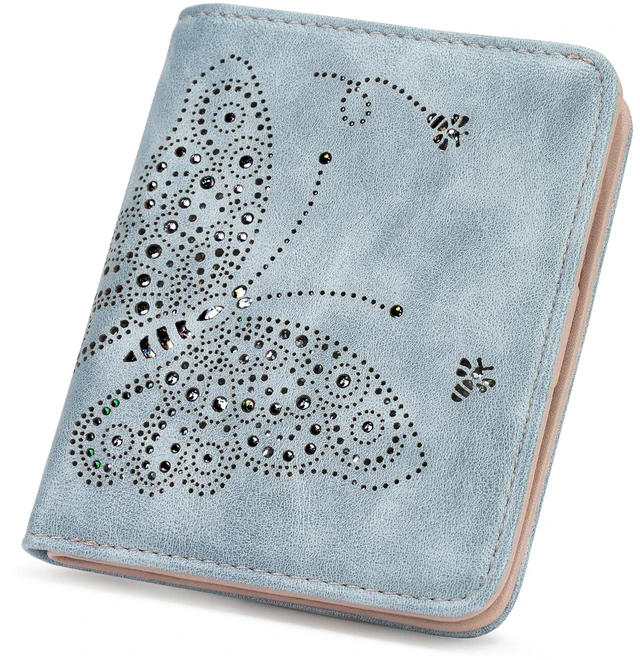 Main image of Small RFID Wallet Women Ultra Thin Slim Womens Wallet Mini Compact Bifold Pocket Ladies Wallets for Women BLUE