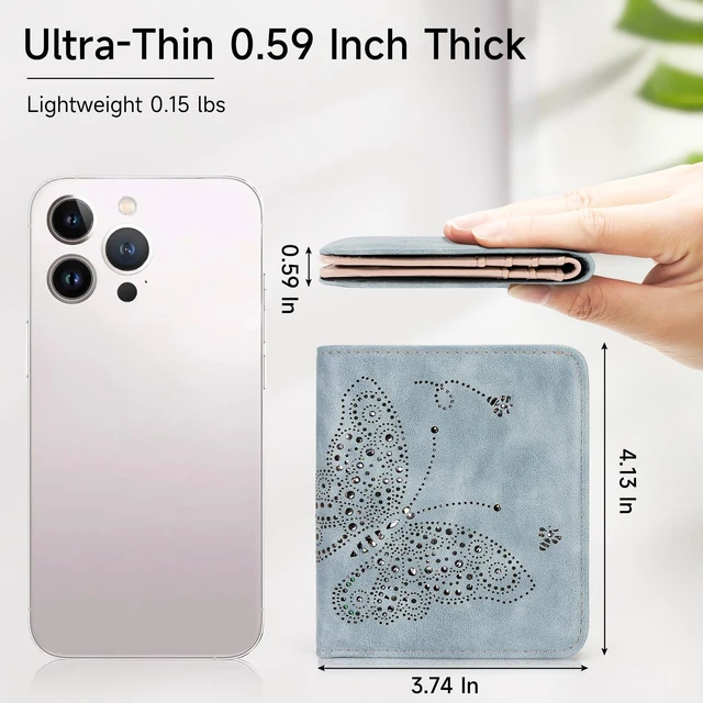 Alt view image 2 of 6 - Small RFID Wallet Women Ultra Thin Slim Womens Wallet Mini Compact Bifold Pocket Ladies Wallets for Women BLUE